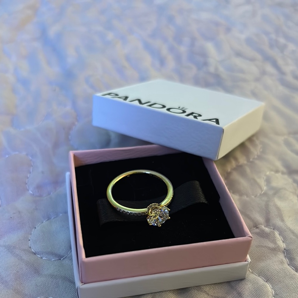 Pandora Gold Ring with Crystal Accent